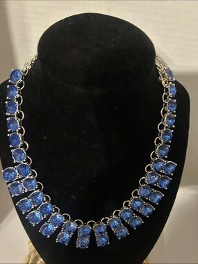 Blue Crystal Statement Necklace - Elegant Women's Jewelry